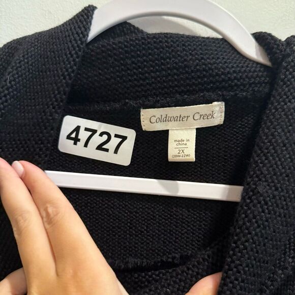 Coldwater Creek Womens Black Pullover Sweater 2X Cowl Neck Knit Short Sleeve - Picture 9 of 9